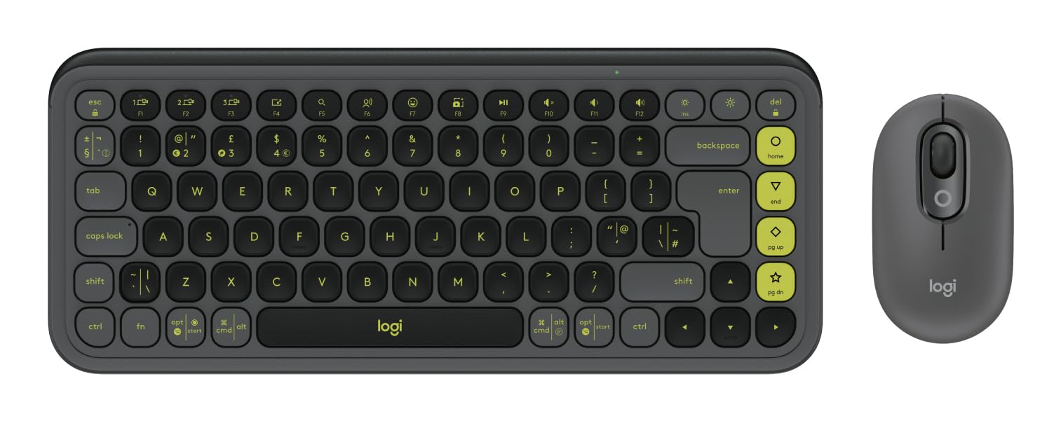 Logitech Pop Icon Combo, Bluetooth keyboard and mouse combo, comfortable typing, programmable keys and buttons, quiet clicks, Easy-Switch up to 3 devices