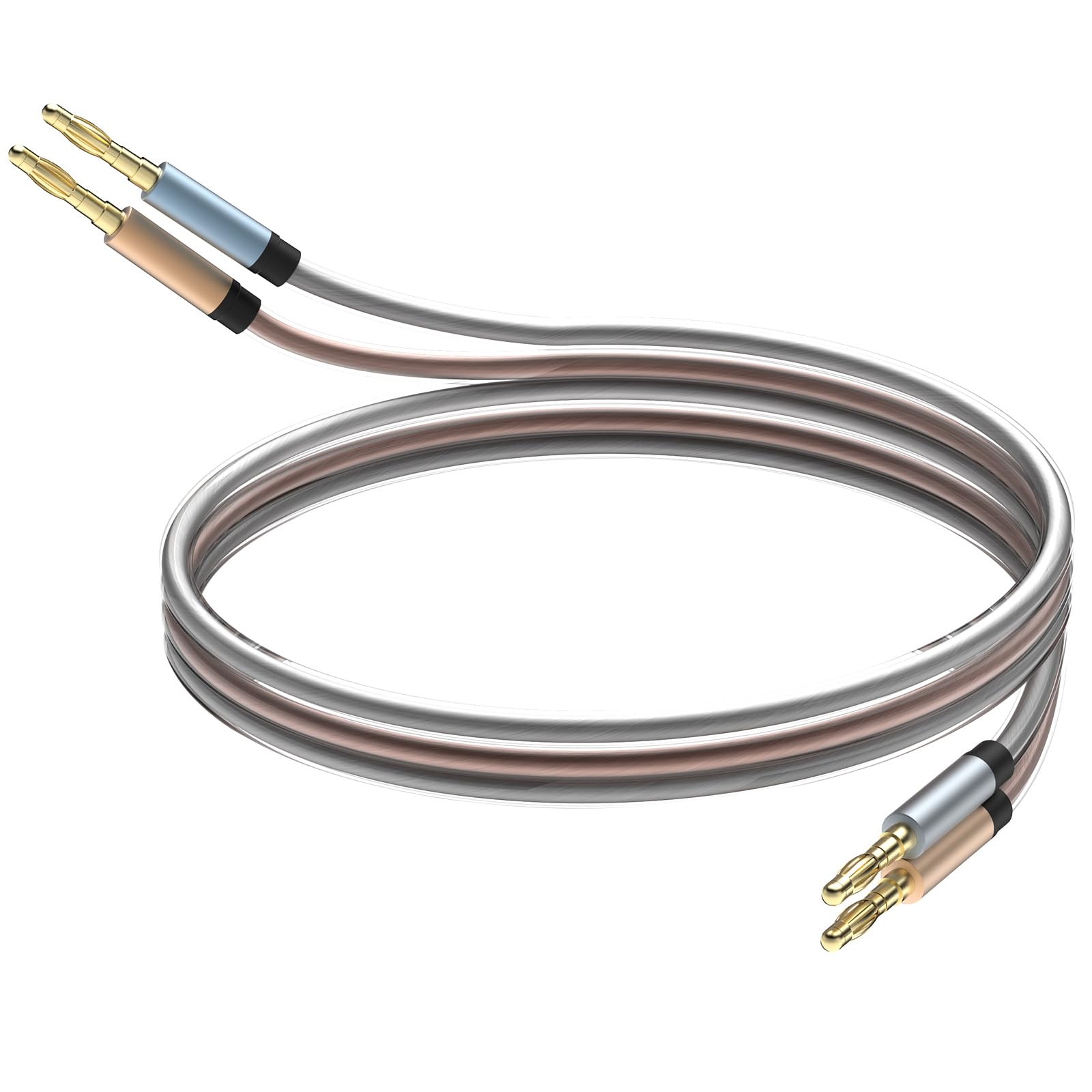 Câbles Enceintes HiFi 8n OCC Cuivre - 1 Paire, Fiches Banane Rhodium - Neuf