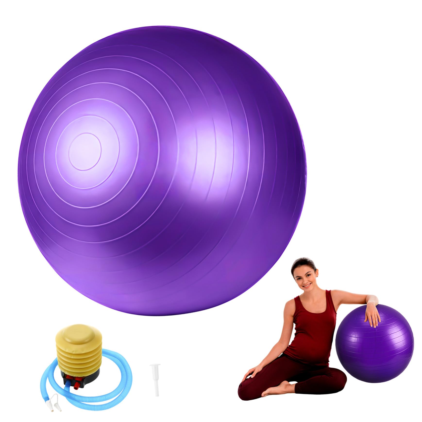 Verdickter Yogaball 75cm PVC Stabilitätsball mit Luftpumpe Multifunktionaler Gymnastikball Fitnessgerät für Yoga und Gleichgewichtstraining