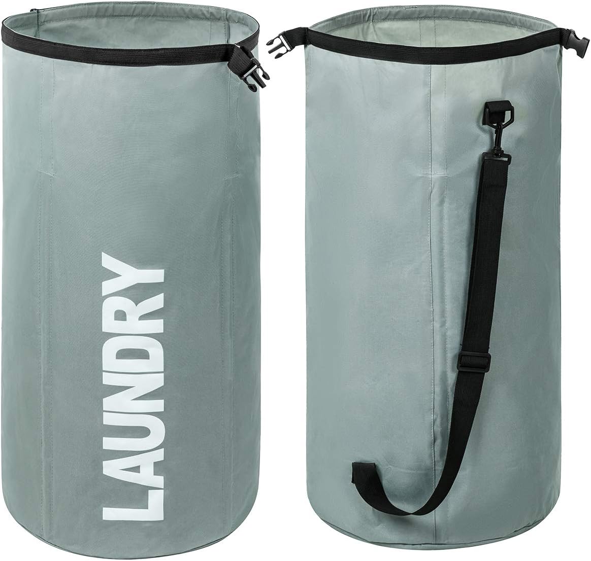 WOWLIVE Extra Large Foldable Laundry Bag Laundry Basket Collapsible Laundry Hamper Backpack Liner Dirty Clothes Hamper Standing Waterproof Hampers for Dorm Room (Gray)
