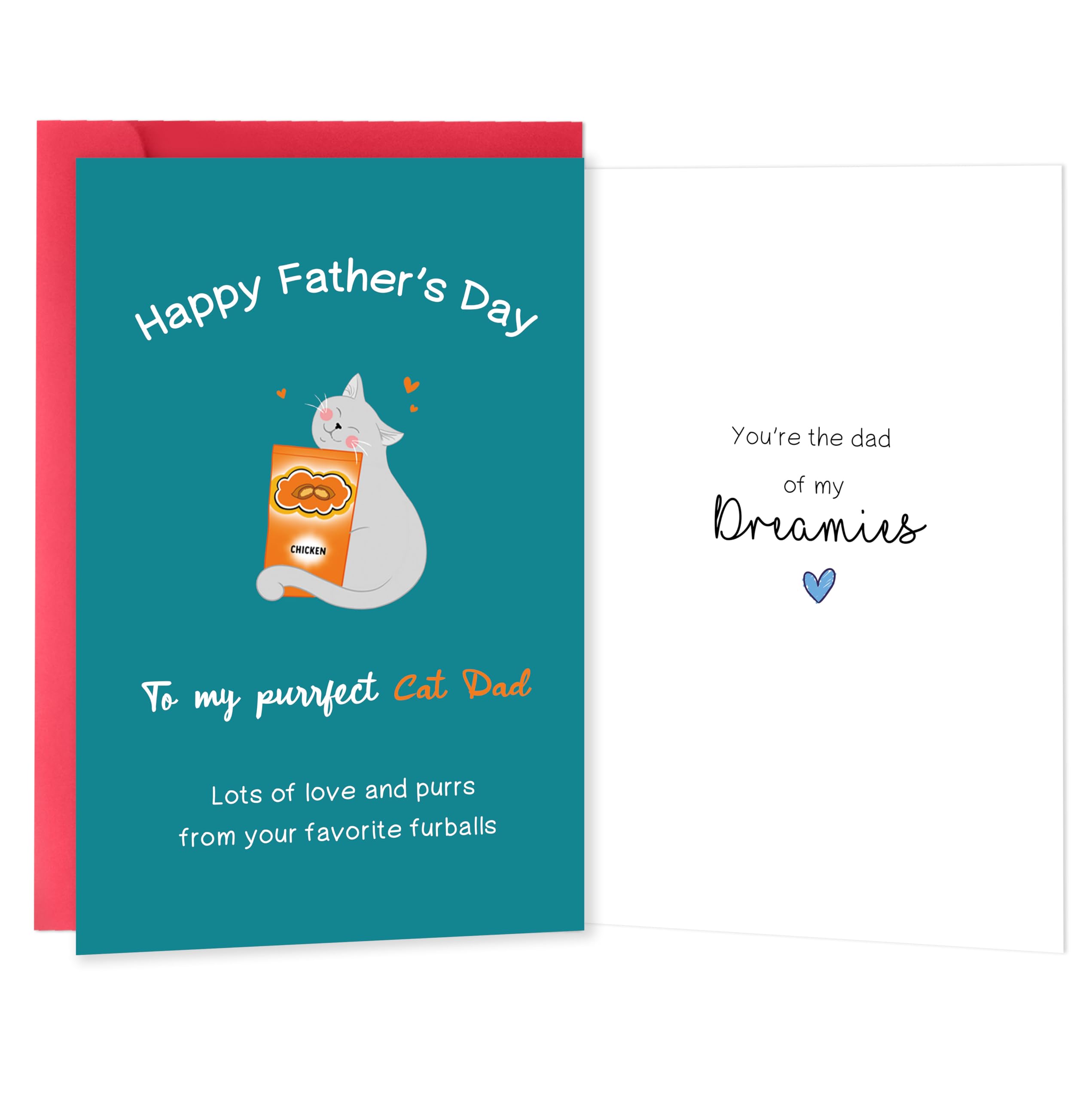 IDU Funny Fathers Day Card from Cat，Cat Dad Fathers Day Card Gifts，Heartfelt Father's Day Gift Cards from Cats with Purr-fect Message