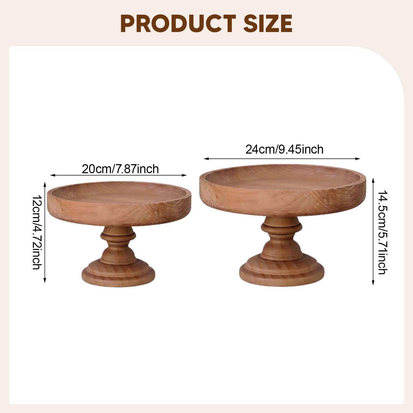 Alzata per Torte in Legno, Vassoio Rotondo, Porta Torte, Porta Cupcake, Piatto da Frutta per Feste, Shower, Decorazione per la tavola di casa, Grande Piccolo