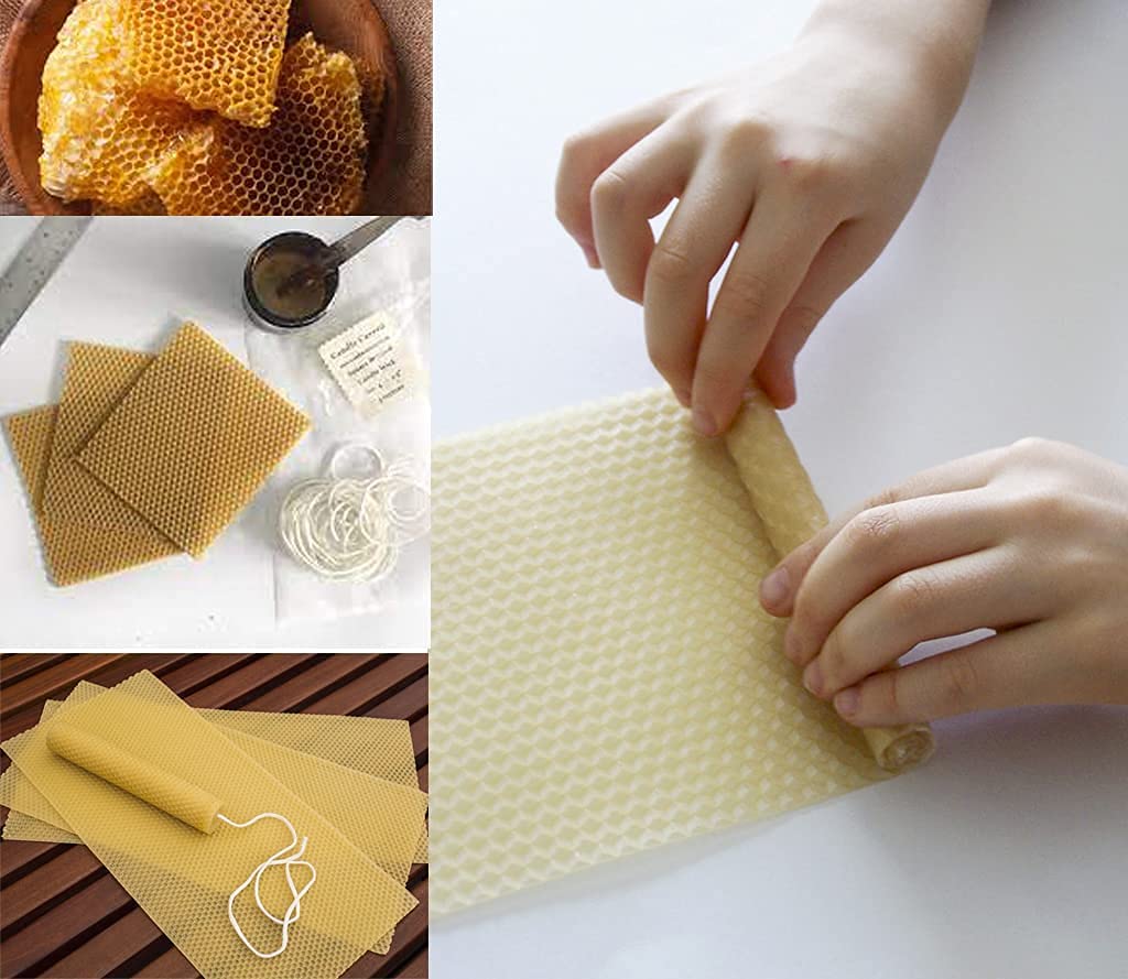 Bougies Au Miel Pour Rituels, Fabriquées à La Main En Espagne Avec De La Cire D'abeille Naturelle De Nos Propres Ruches. (3 Bougies De 22 X 2 Cm