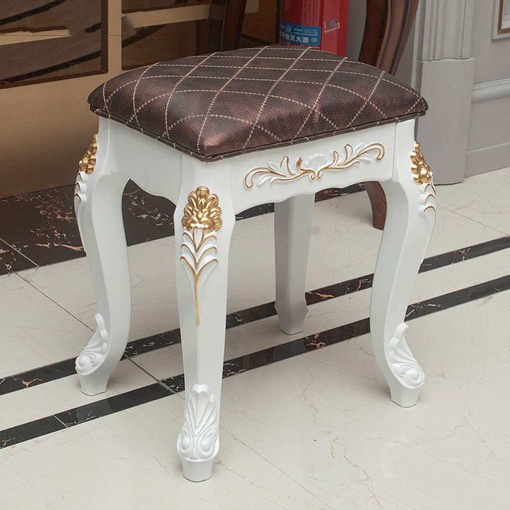 Vanity Benches Vintage Dressing Table Stool Padded Bench Chair Makeup Seat Baroque Piano Chair with ABS Plastic Steel Legs for Bedroom