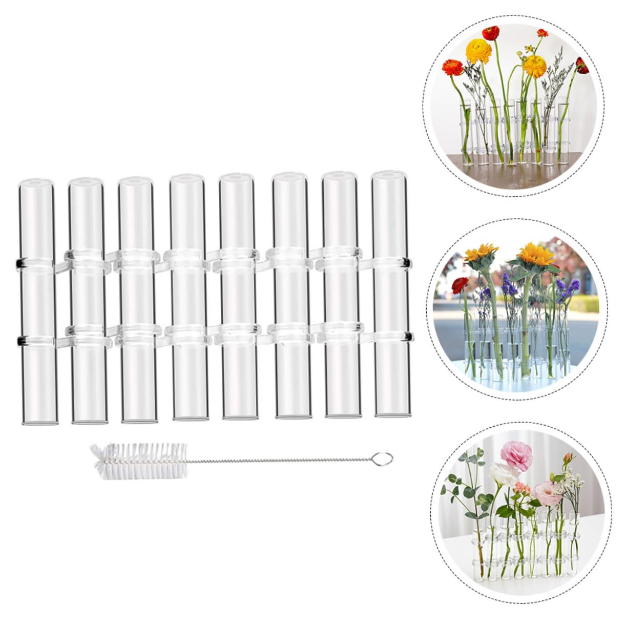 TOYANDONA Vase Hydroponique Forme de Tube à Essai Transparent Terrarium avec Support pour Plantes Intérieur Décoration de Bureau