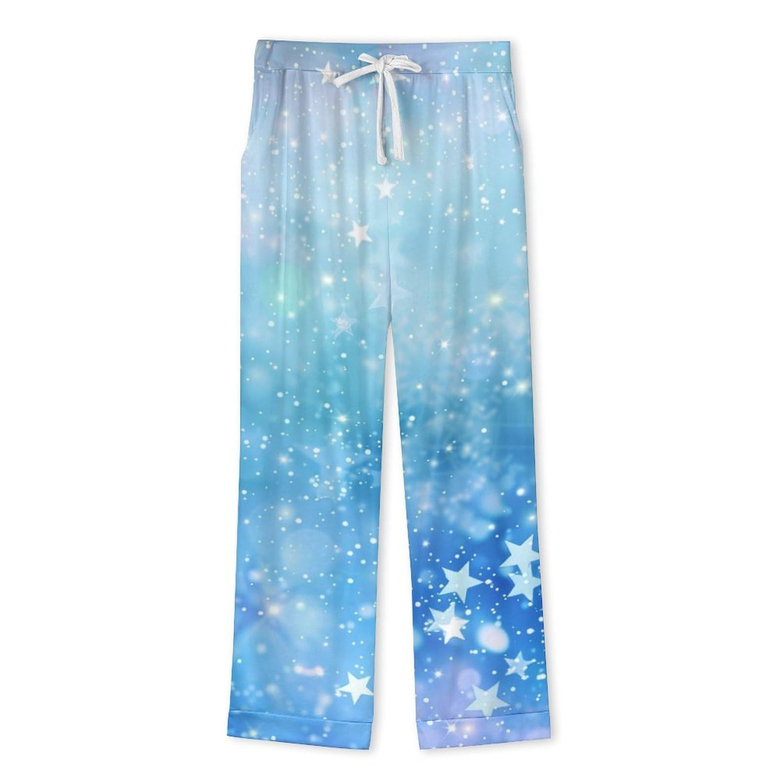 Completo Pigiama da Uomo - Cielo Stellato Blu Pigiama A Maniche Lunghe Abbigliamento da Casa 2 Pezzi Top + Pantaloni Morbido E Caldo Pigiama Autunnale E Invernale