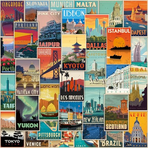 CodersParadise Travel City Wall Collage Kit – 54 Pcs Aesthetic 4x...