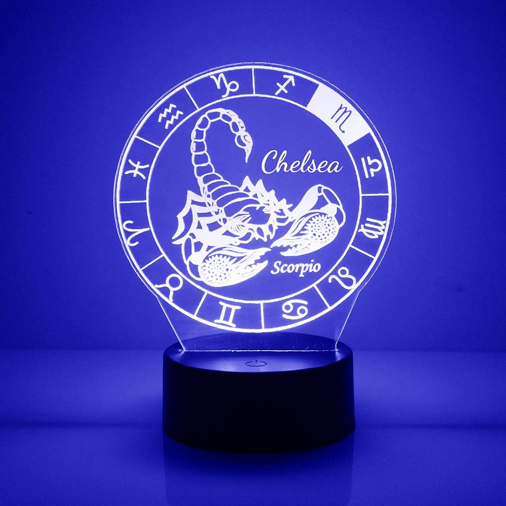 MMS Scorpio LED Night Light Lamp, Personalized with Your Name or Text, Remote Control with 16 Colors, 4 Light Modes, Customized Gift LED Lamp Sign Display Lights Up, USB Cord or Battery