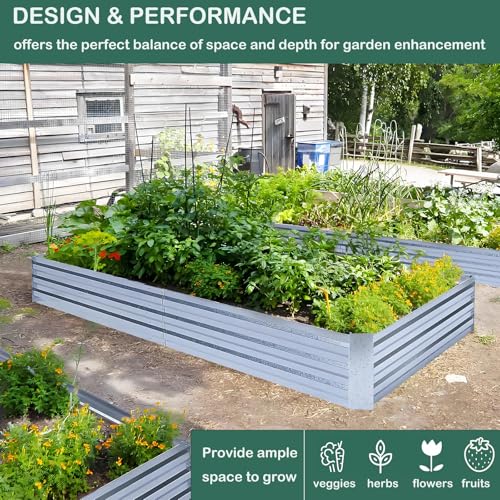 FOYUEE Galvanized Raised Garden Beds 3-Pack (8x4x1ft Each) – Overlapping 4-Inch Panels with Two-Row Screws, Heavy-Duty Metal Planter Box for Vegetables, Herbs, Flowers, Large Garden Kit by FOYUEE - Image 6