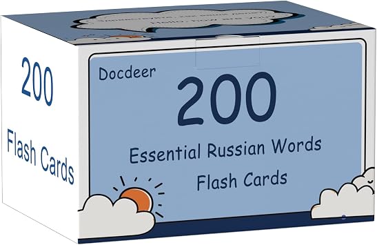200 Essential Russian Words Vocabulary Flash Cards Flashcard for Beginners Adults | Learn Russian for Beginners Adult