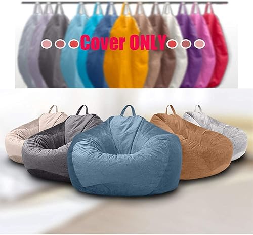 Miniatura 2 de Funda para puf de microgamuza de felpa (sin relleno) para almacenamiento de animales de peluche o puf de espuma viscoelástica de repuesto para