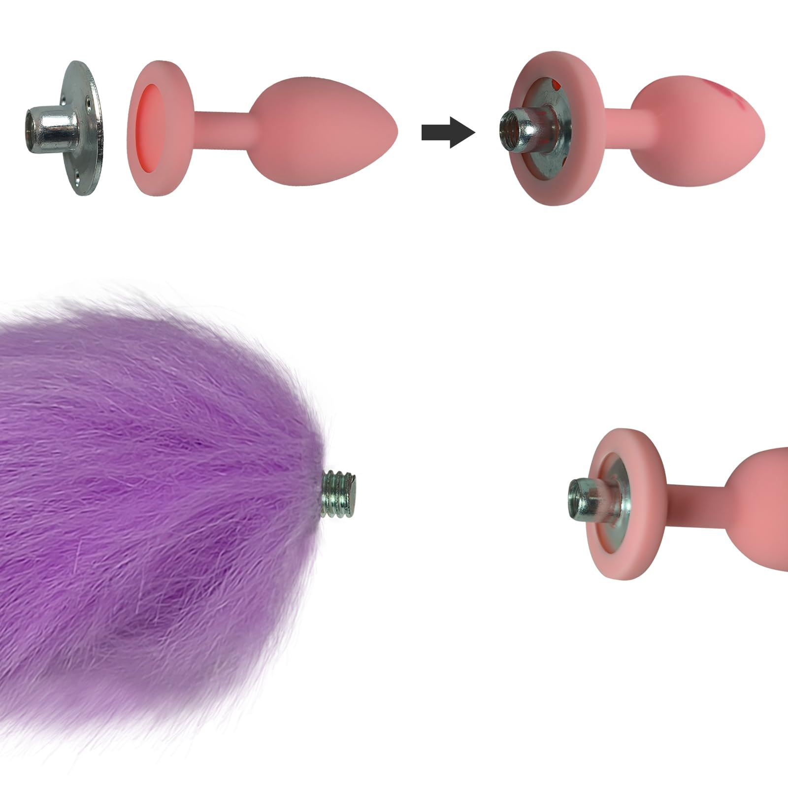 Fox Tail Anal Butt Plug with 3 Replaceable Anal Plugs Silicone Butt Plugs Anal Sex Trainer Cute Sexy Pink Sex Fox Tail Anal Sex Toys for Beginner Women Men Couple Cosplay Anal Tail Sex Toys YLMXHFC: Purple