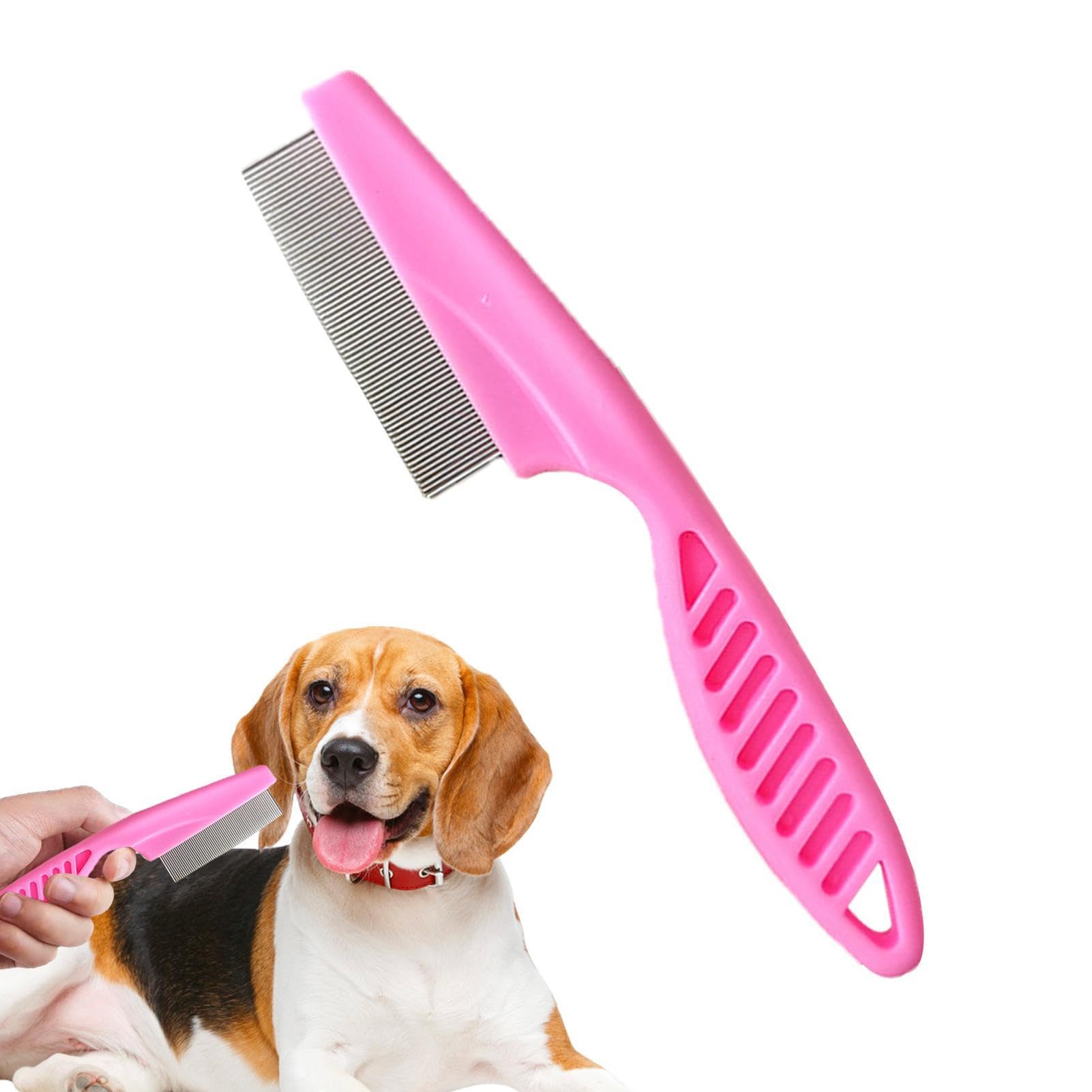 Peigne à Puces et à Tiques pour Chiens - Anti-puces pour Animaux de Compagnie avec Poignée Antidérapante Améliorée, Professionnel