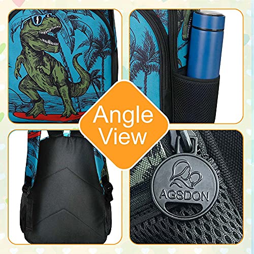 Agsdon 3Pcs Dinosaur Backpack For Boys, 16" Little Kids Preschool School Bookbag And Lunch Box #TOP4