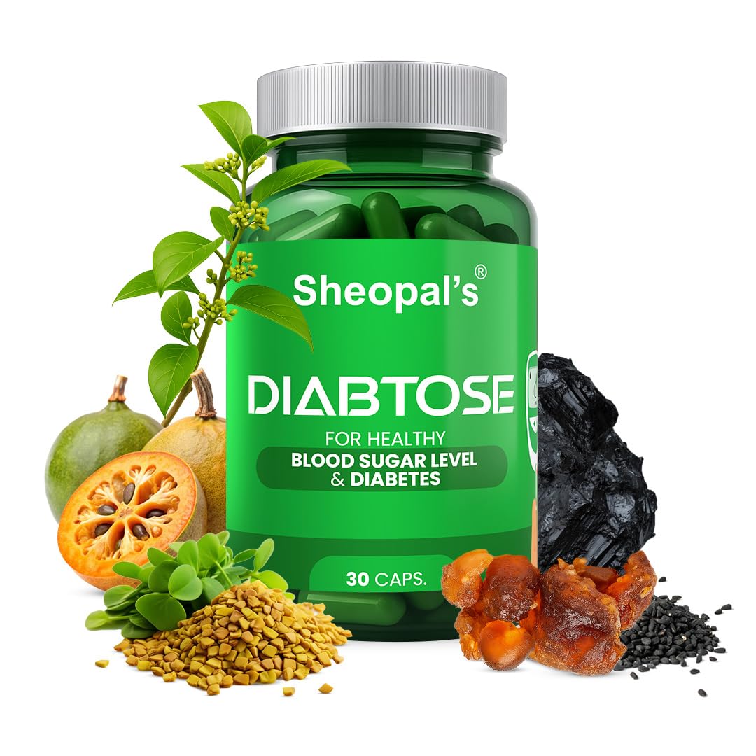 Sheopal's Diabtose Capsules | Helps Manage Blood Sugar Levels with Ayurvedic Capsules with Powerful Herbs | Diabetes/Diabetic Care | Amla, Vijaysar, Gudmar & Karela – 30 Capsules