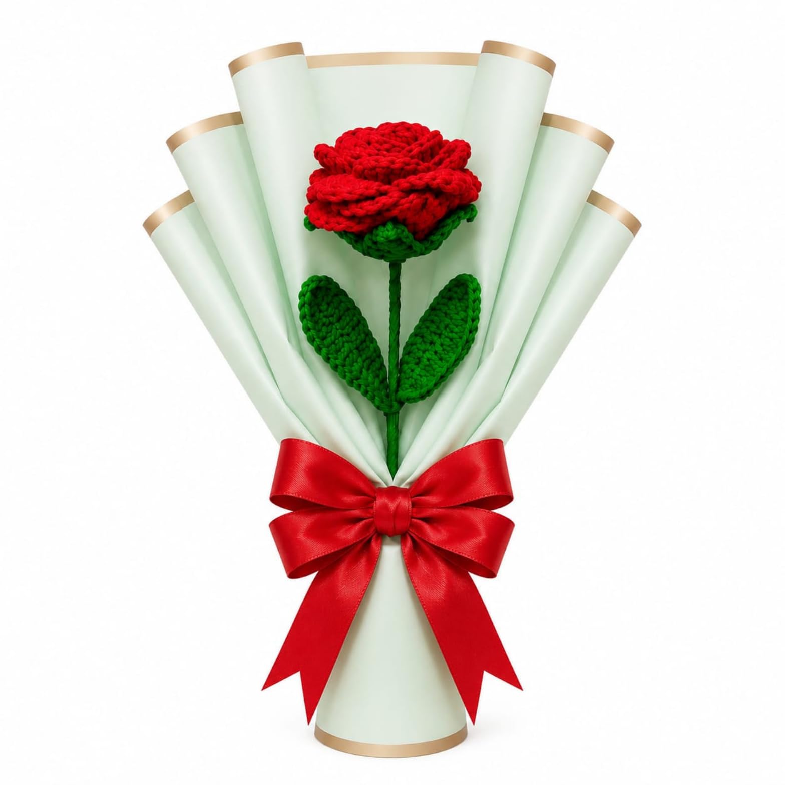 Handmade Crochet Rose Bouquet – Knitted Artificial Flower Gift for Women, Girlfriend, Wife, Mom | Long Lasting Yarn Rose with Gift Wrap | Home Décor-image-28