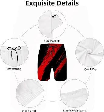 Mens Swim Trunks with Mesh Lining,Quick Dry Board Shorts Beach Pants Swimwear Bathing Suits