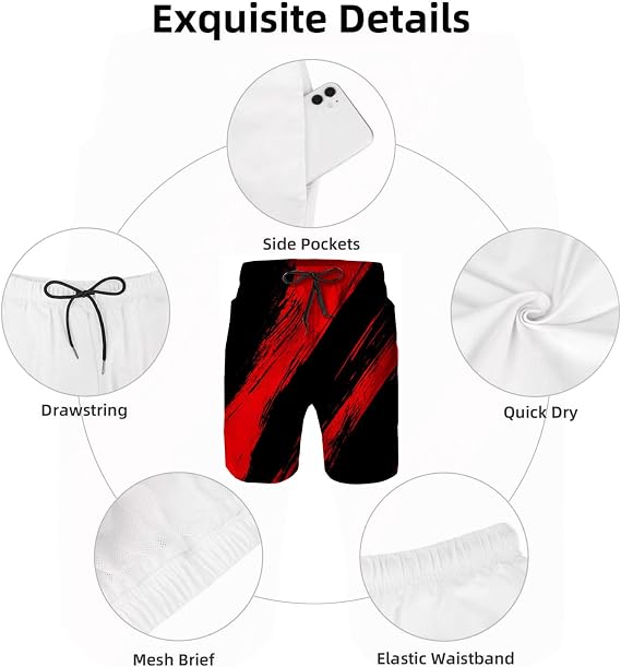 Mens Swim Trunks with Mesh Lining,Quick Dry Board Shorts Beach Pants Swimwear Bathing Suits