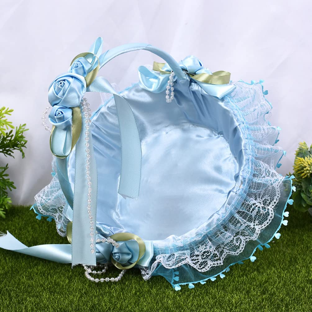 Blumenkorb für Hochzeit, Blau, aus Stoff, für Kinder