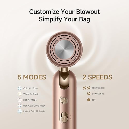 Miniatura 9 de Dreame Secador de pelo Pocket Pro, secador de pelo de viaje de doble voltaje con difusor, soplador de pelo iónico profesional de alta velocidad de