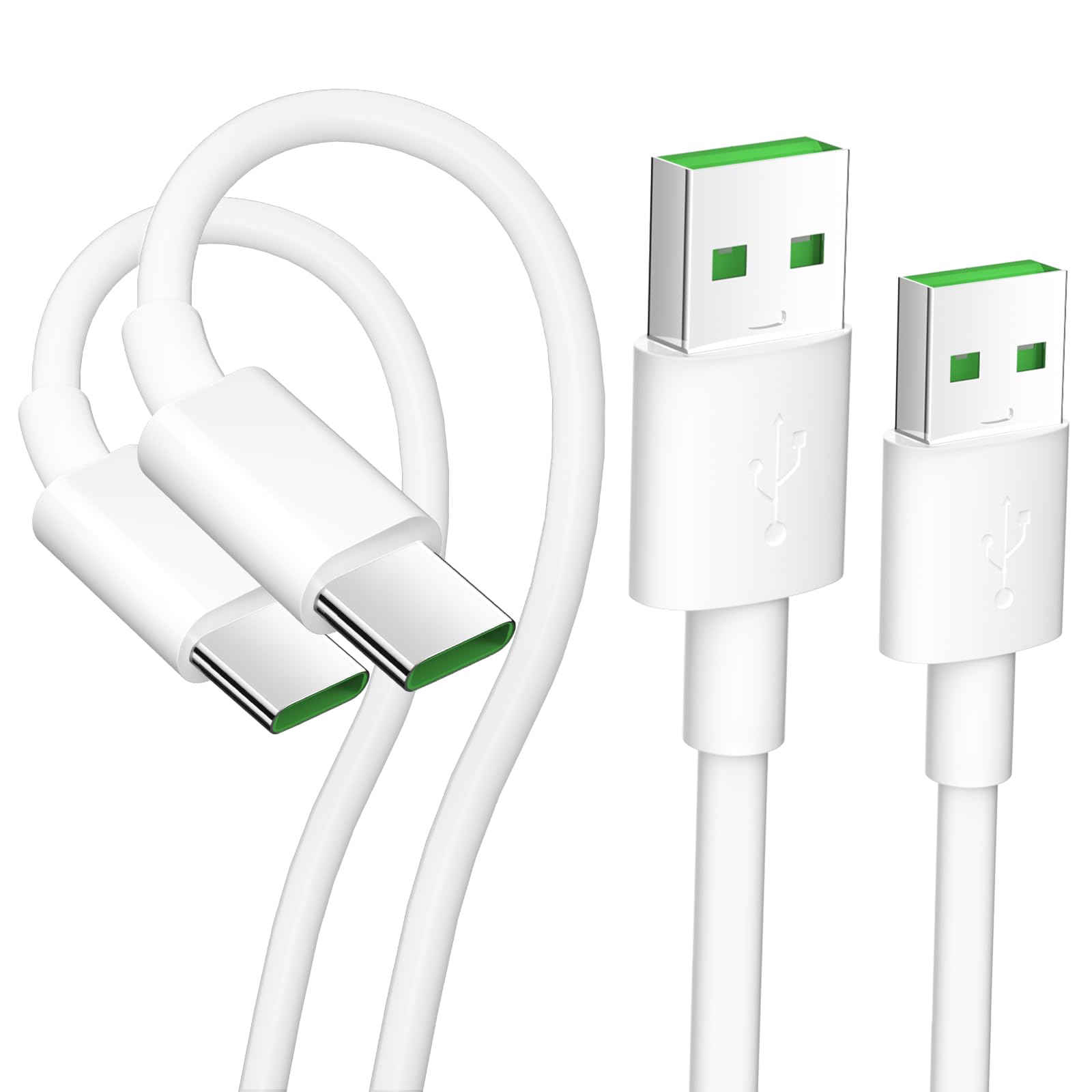 USB C Cable for Oppo Find X5 Pro X6 5G 6A Fast Charge 80W Supervooc USB C Cable Lightning Charging Cable USB to USB C for Oppo Reno10 Reno8 7 Find N3 Flip Oppo A57S A58 A78 Realme 2-Pack