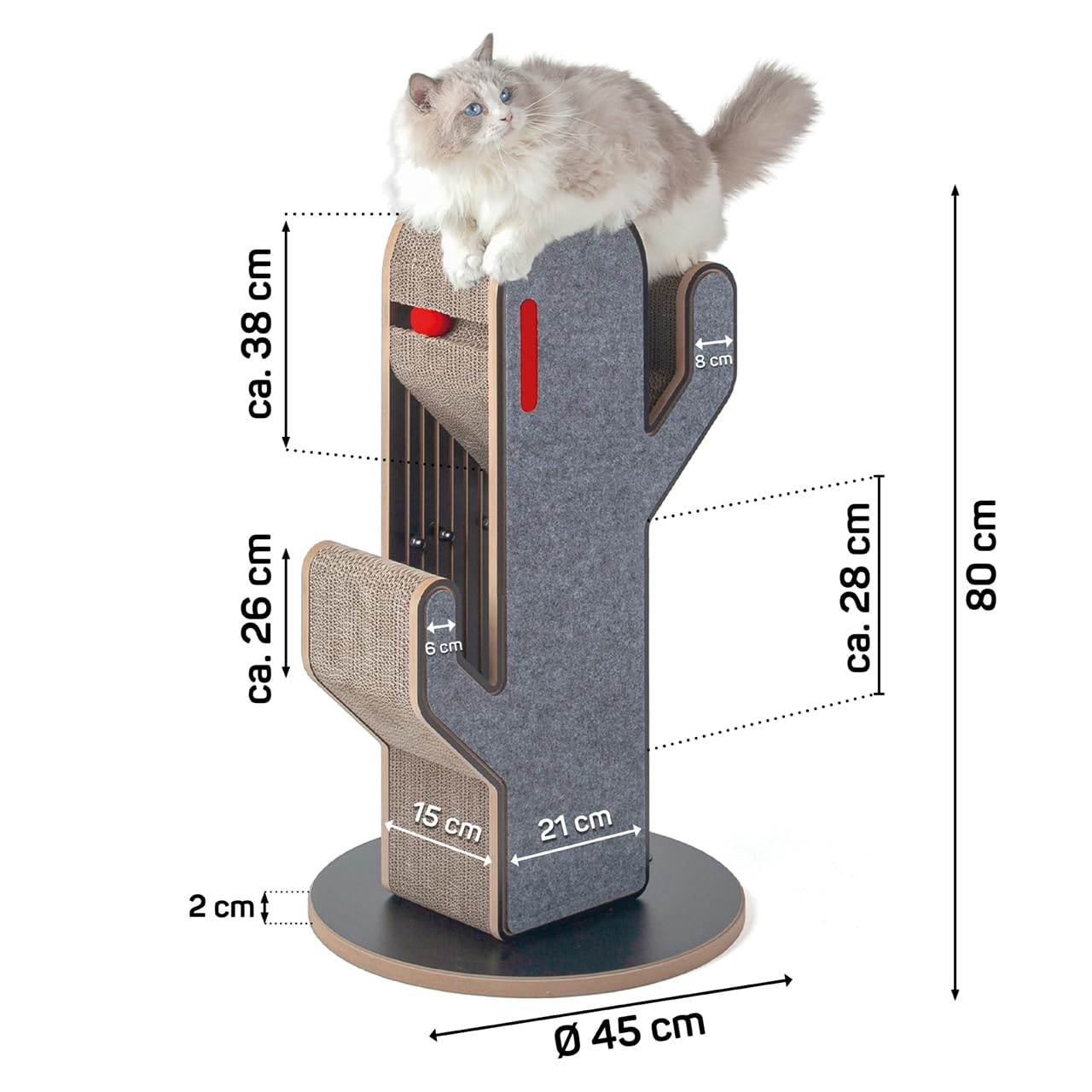 CanadianCat Company | Design Kratzmöbel Kaktus | Kratzsäule, Kratzstamm | 45 x 45 x 80 cm