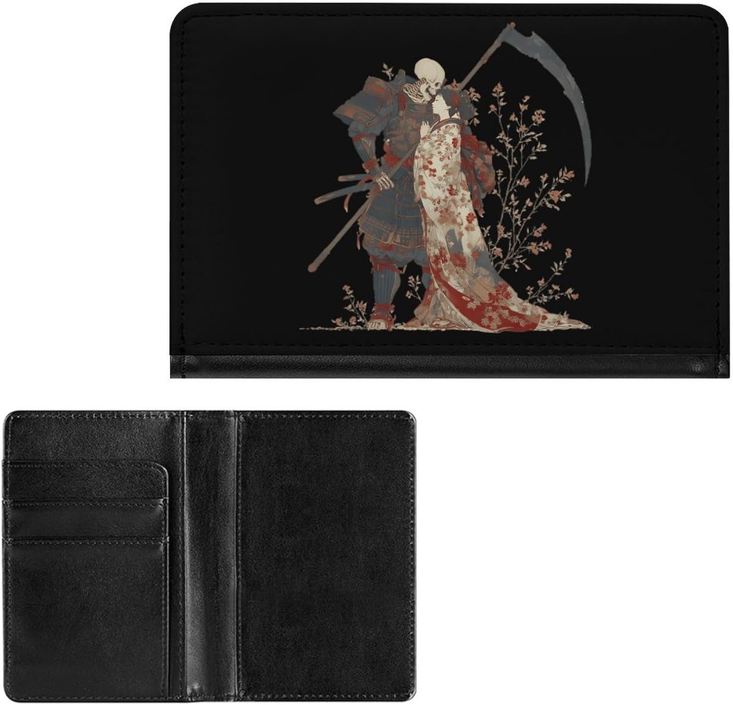Japanese Skeleton Armor Lover Travel Passport Holder Passports Protective Cover for Women Men with Card Slots