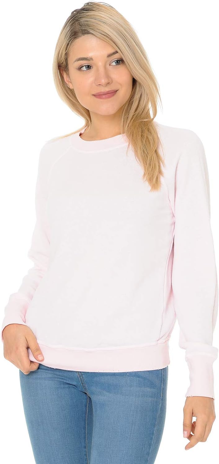 YURO-K Women's Premium Long Sleeve Crew Neck Vintage Raglan Sweatshirt Pullover-Made In USA