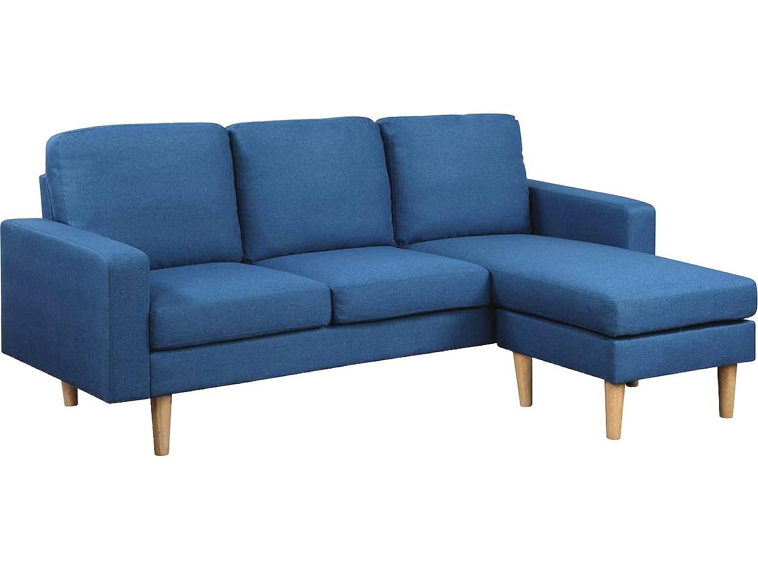 Studio Luxe L-Shaped Sectional Sofa w/Reversible Chaise, Wood Legs, Modern Scandinavian Corner Sofa Convertible Living room furniture, 194x128x87cm, Royal Blue