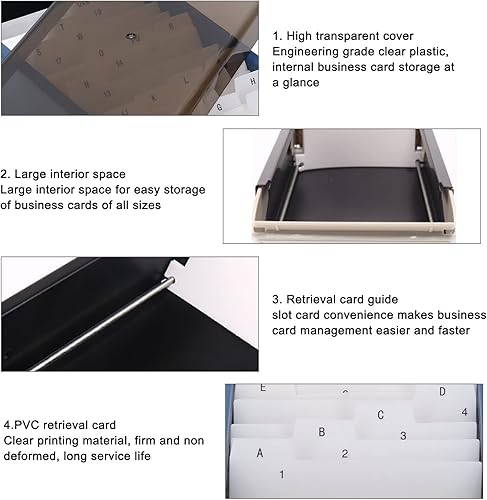 Miniatura 4 de Portatarjetas, soporte para tarjetas de índice con capacidad para 800 tarjetas de visita de la A a la Z, organizador con cubierta transparente alta