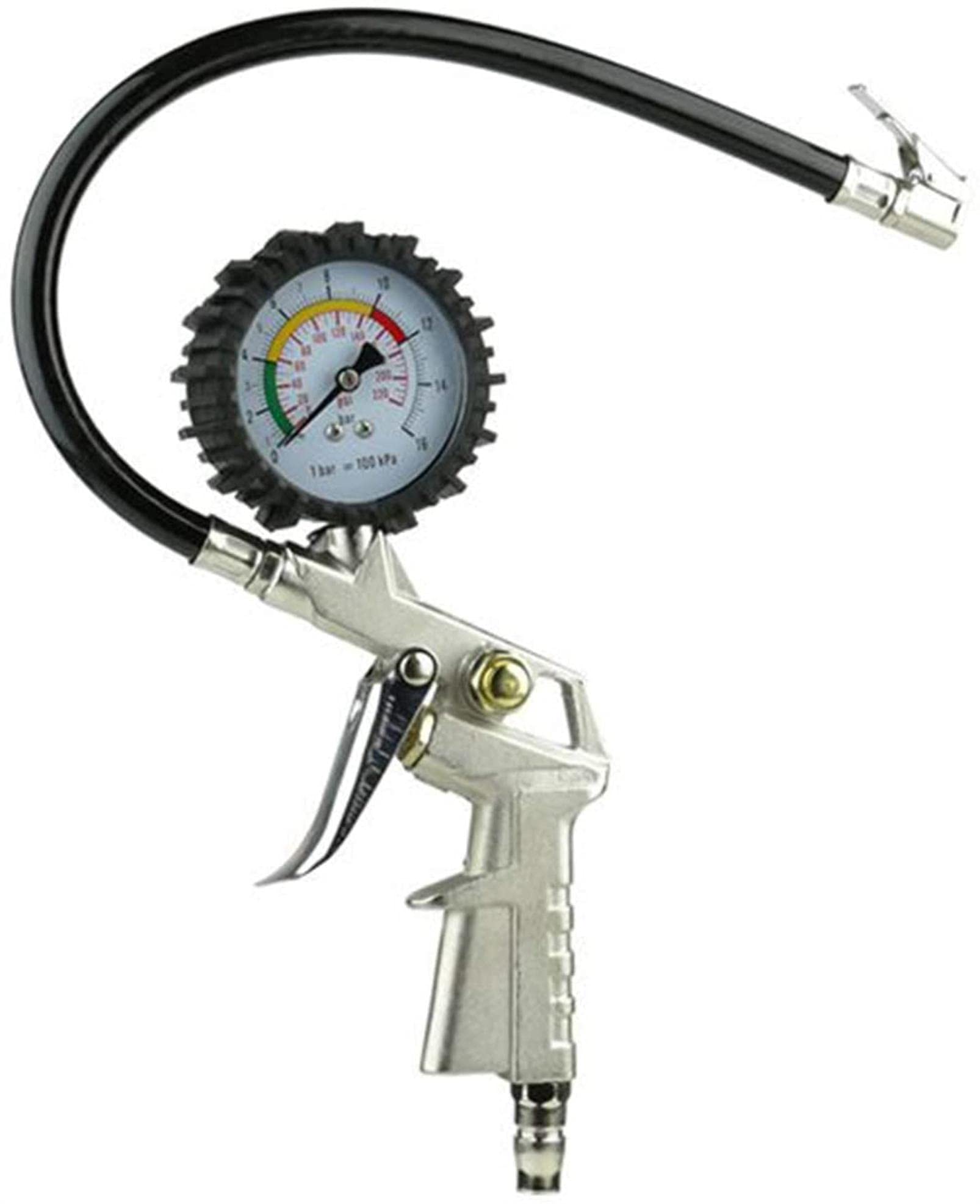 HMTE Misuratore di Pressione dei Pneumatici, manometro di gonfiaggio della Pistola della Pressione dei Pneumatici dell'automobile 220PSI Adatto per Camion e motocicli (Nero A)