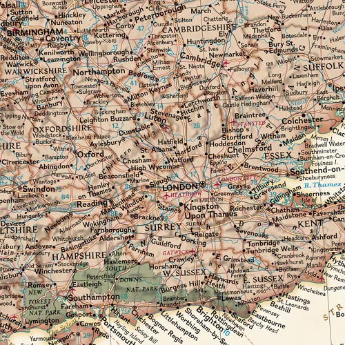 National Geographic: Britain And Ireland Executive Wall Map - Antique Style - 23.5 X 30.25 Inches - Art Quality Print #TOP2