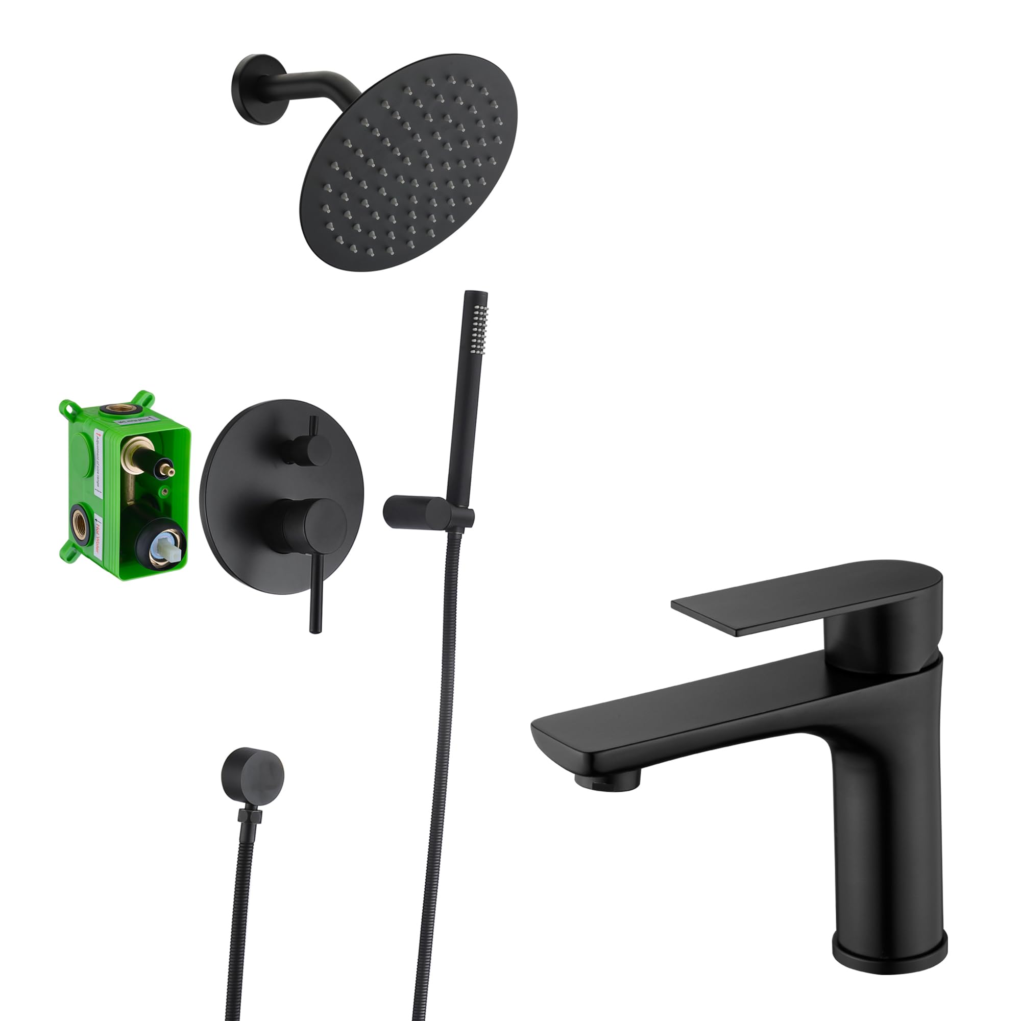 Hcfyauis Black Shower System S3223di+ Bathroom Sink Faucet S1425-Mb
