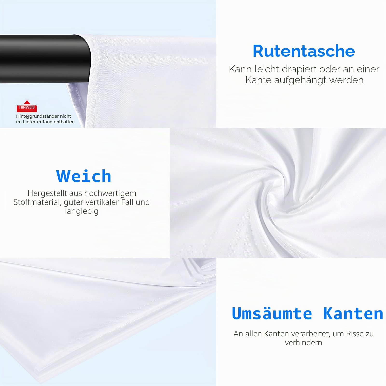 Neewer 2,8 x 4 m Fotohintergrund für Fotostudio, 2,8 x 4 m, Hintergrund aus Polyester, Hintergrund Nicht im Lieferumfang enthalten (weiß)