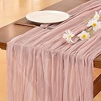 Socomi Dusty Pink Cheesecloth Table Runner 120 Inch Boho Rustic Gauze for Easter Spring Weddings Baby Showers Farmhouse Decor