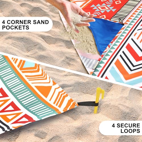 Image of WIWIGO Beach Blanket Waterproof Sandproof Beach Mat 79 inch X 83 inch /10'x9'for 2-8 Adults Quick Drying Outdoor Picnic Mat Beach Accessories for Travel, Camping, Hiking