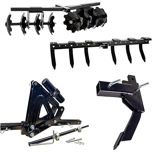 IMPACT IMPLEMENTS® Hydraulic New Soil Kit for ATV, UTV & Tractors - Includes Hydraulic 1-Point Lift, Cultivator, Disc Plow, & Middle Buster