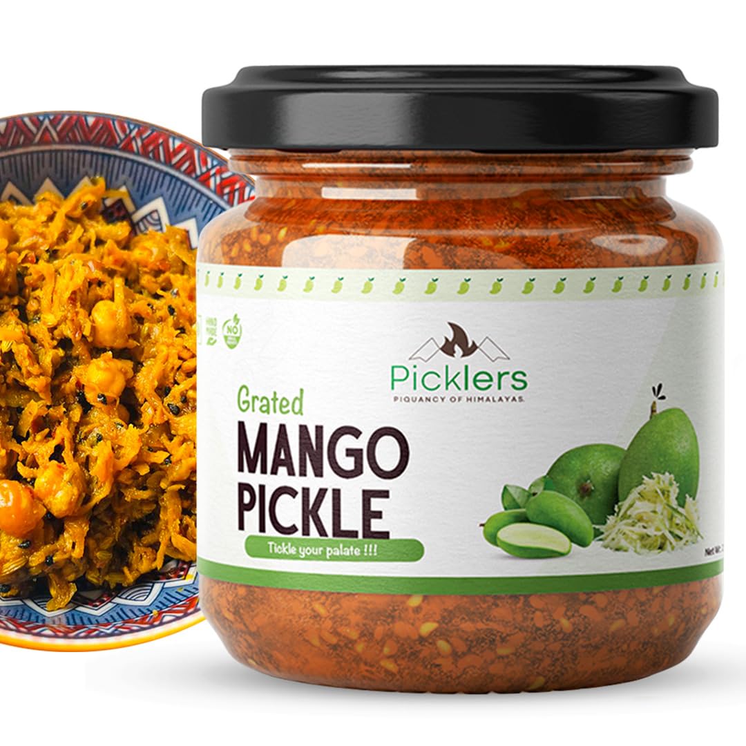 Picklers - Mango Pickle Shredded Homemade | Grated Raw Mango Pulp | No Artificial Preservatives| Tangy Taste | Himachali Special Recipe | Fresh Spices | 200 gm