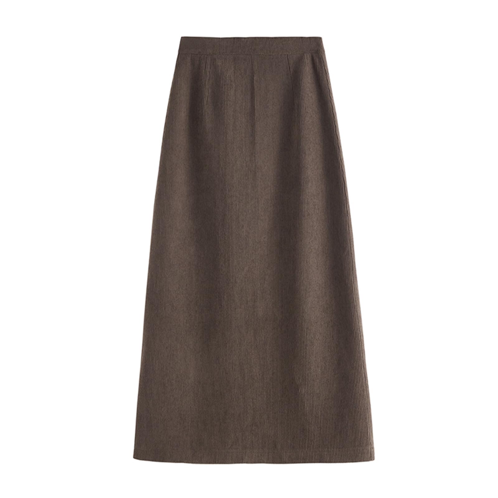 Röcke Damen Cord -midi -Rock - Hoher Taillierter A -line Midi, Vielseitiger Herbst Winterstil Frauenröcke Schlanker Passform Und Wärme-braun-XL