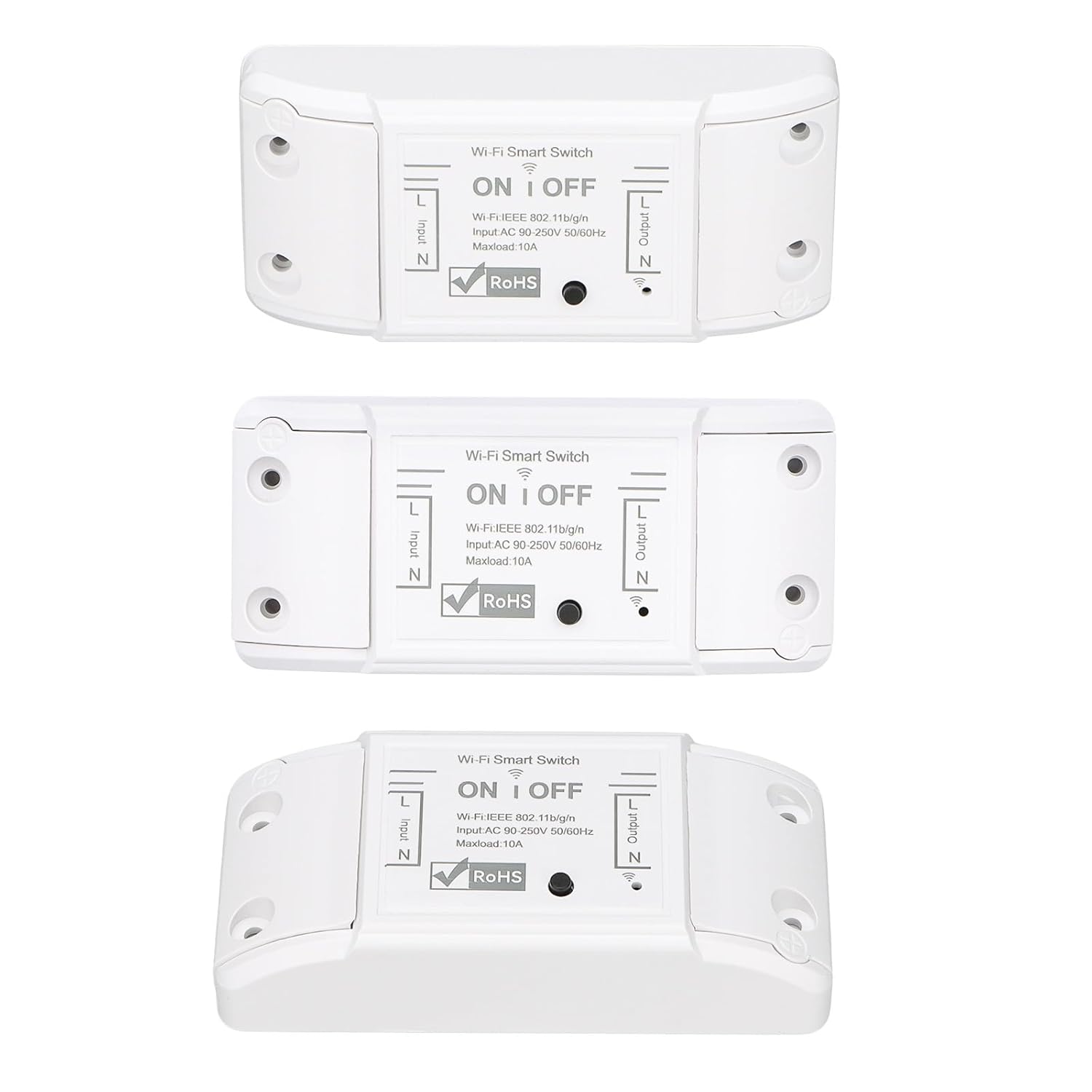 Wengart WiFi Relay Switch, Mini in-Wall Smart Module with Auto-Reconnection,10A Compact DIY Wireless Controller for Retrofitting Lights & Fans,Works with Alexa,Google Home & eWelink App, 2.4GHz White