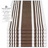 Aunti Em's Kitchen Designer Hand and Kitchen Dish Towels Woven from 100% Responsibly-Farmed, Thick, Luxurious Cotton, Oversized 20 x 30 inches, One Half Dozen, Bronze Stripe
