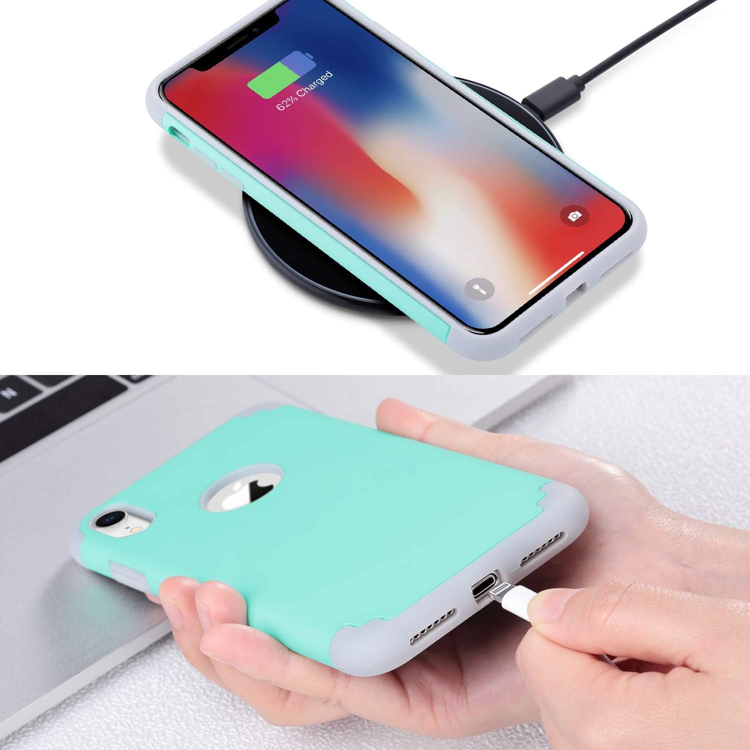 ULAK iPhone XR Case, Slim Fit Hybrid Hard PC Back Cover with Shock Absorption Soft Silicone Interior Anti Scratch Protective Phone Case for iPhone XR 6.1 inch, Mint