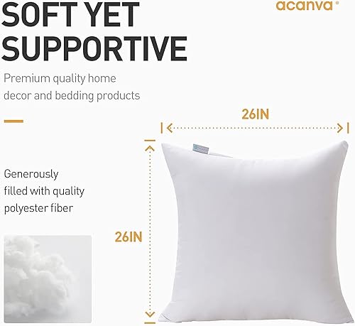 Miniatura 5 de Acanva Insertos de almohada decorativos para sofá, cama, sofá y silla, relleno de forma cuadrada con microfibra de poliéster de alta calidad, 2