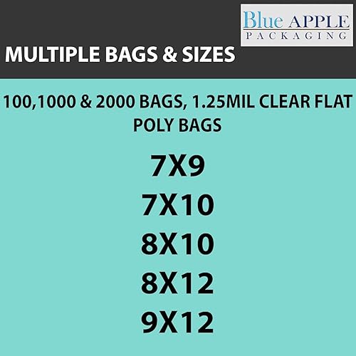 Miniatura 7 de Bolsas de polietileno planas transparentes de varios tamaños, 8 x 10 pulgadas y 100 bolsas de 1.25 mil, embalaje de plástico plano con parte
