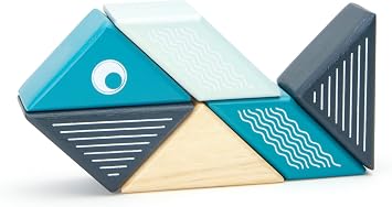 6 Piece Tegu Travel Pal Magnetic Wooden Block Set, Whale