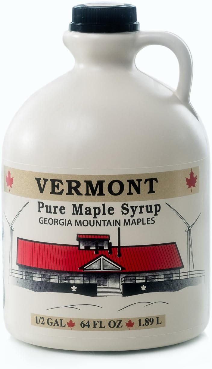 Georgia Mountain Maples of Vermont, Organic Maple Syrup, Dark Color Robust Taste, 64 Ounce