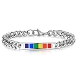 Hipunk Stainless Steel LGBTQ Pride Bracelet - Men Women Adjustable Rainbow Jewelry Gift for Pride Month LGBT Equality Unisex Design for Everyday Wear