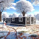 Prefab Tiny House for Adults 20FT 40FT, Expandable Foldable Container Home with 1-4 Bedrooms, Kitchen & Bathroom, Customizable Modular Cabin for Vacation, Rental, Backyard Use