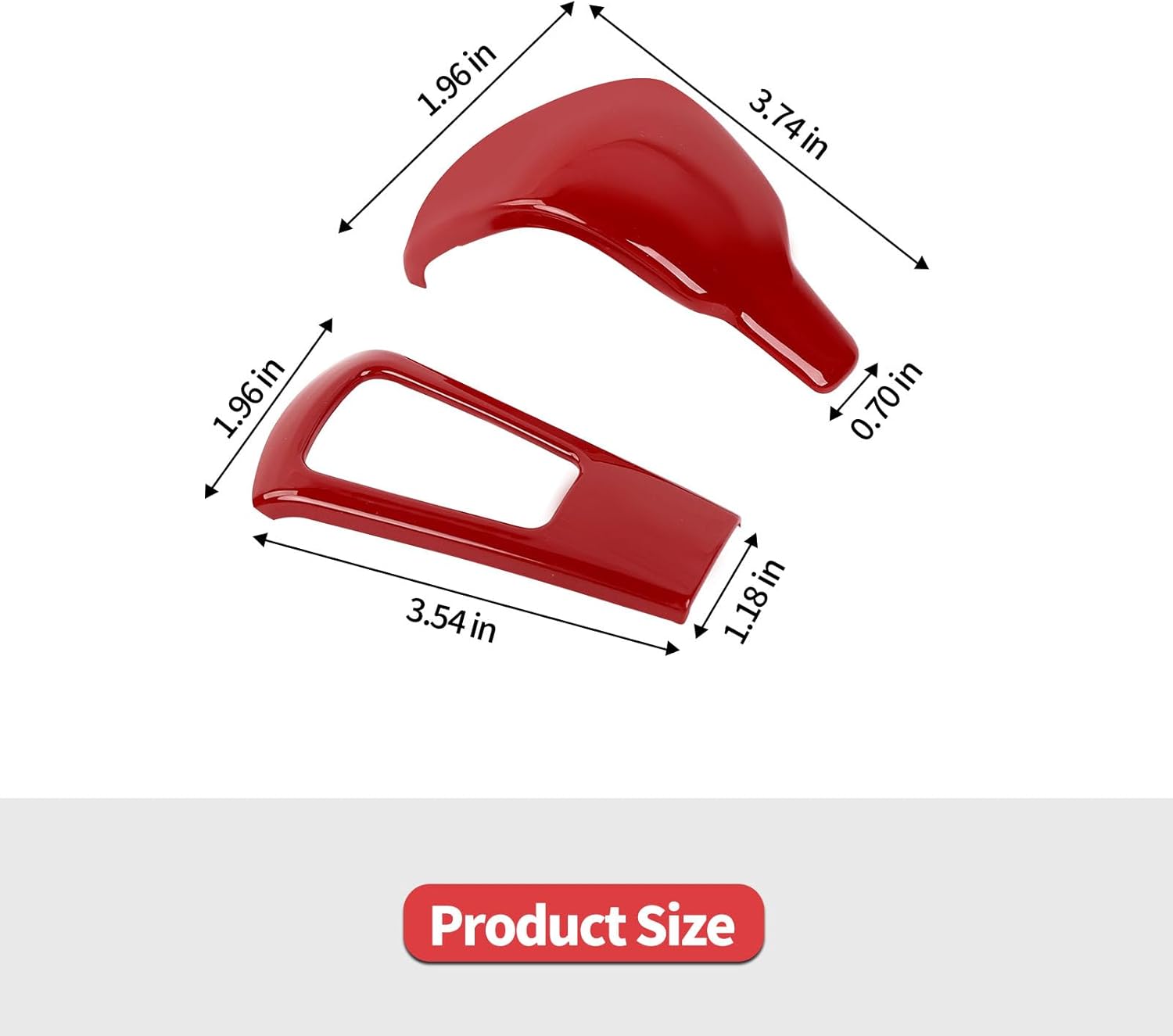 Jimen Fit for Dodge Ram 1500 TRX 2021-2024, 2PCS Gear Shift Knob Cover Trim (Red)