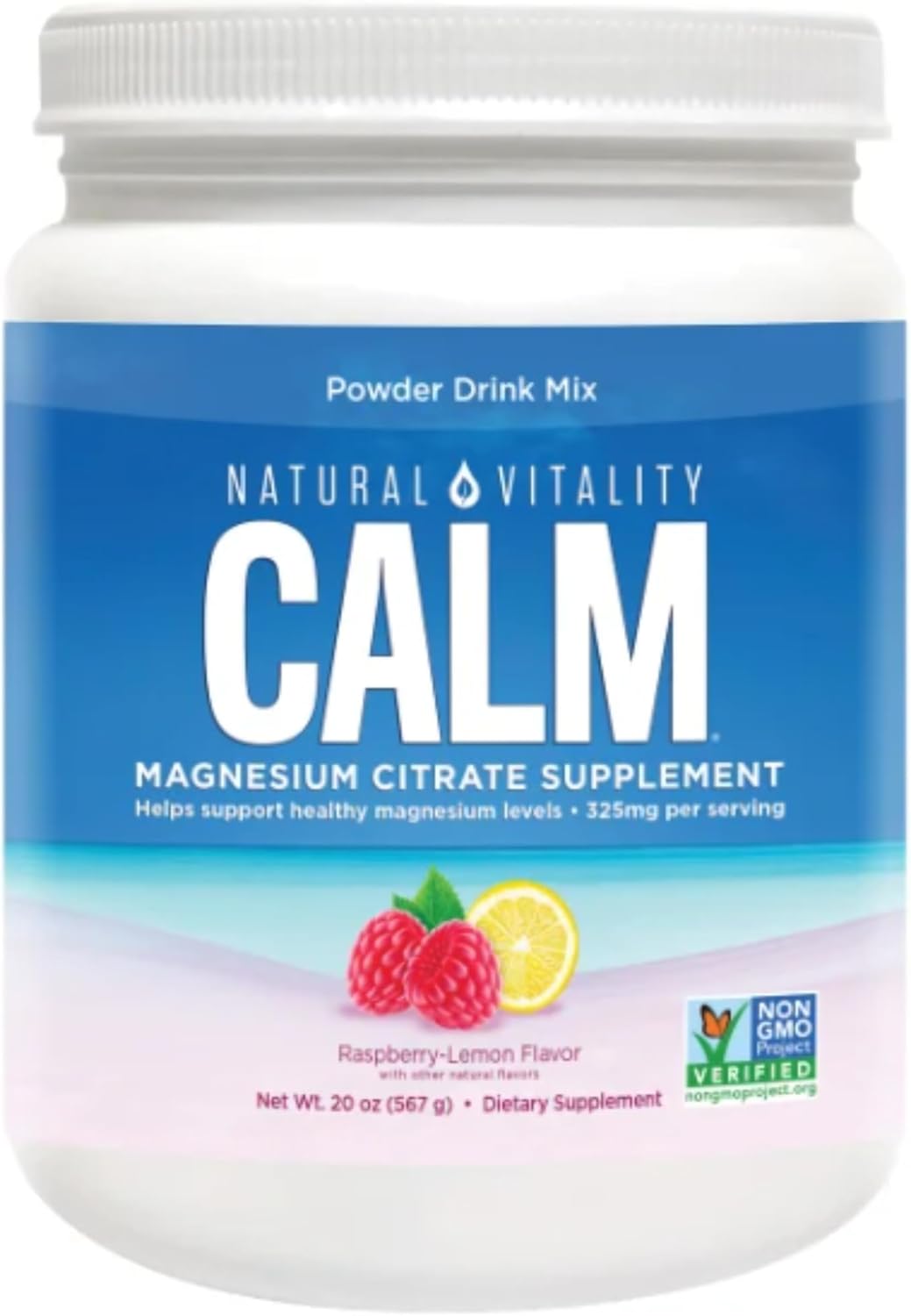 Natural-Vitality Calm Magnesium Citrate Powder 20 oz, (20 Ounce Pack of 1) Raspberry Lemonade Flavor